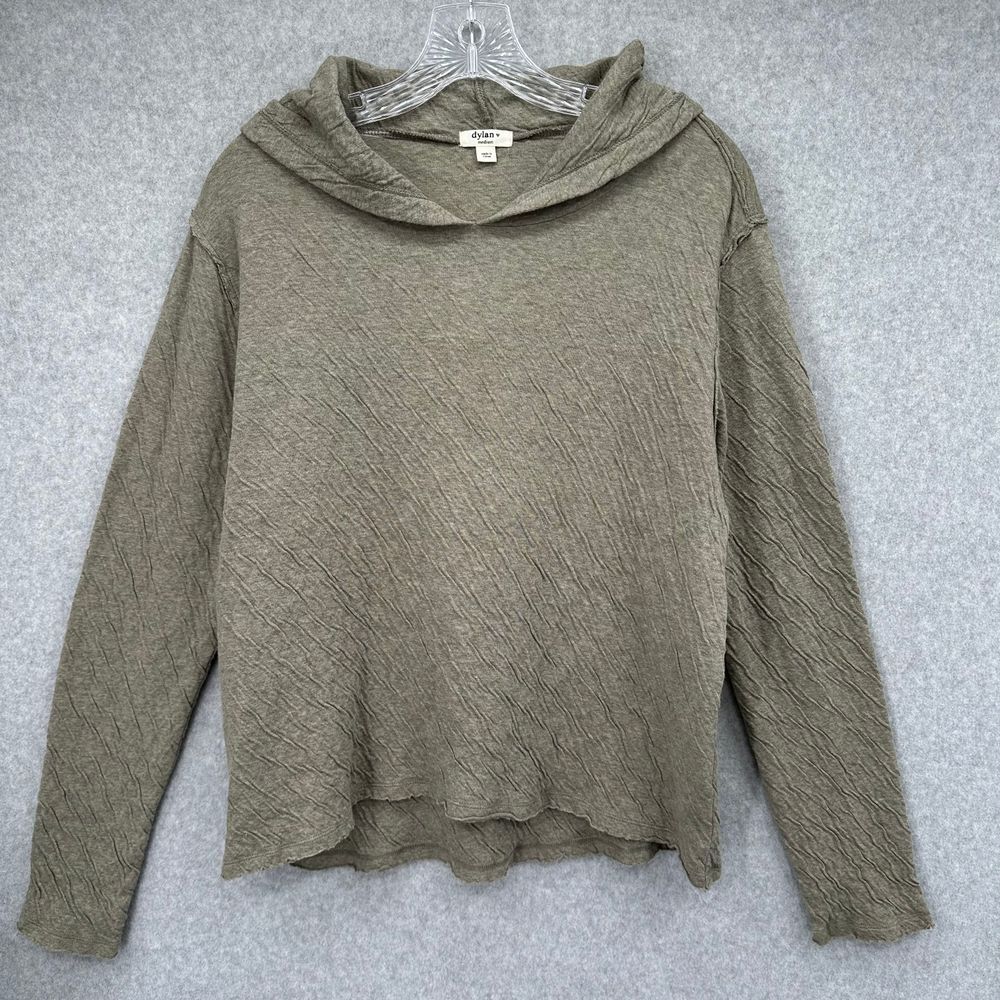 Dylan Double Knit Eco Cotton Beach Hoodie Relaxed Raw Hem‎ Olive Size Medium